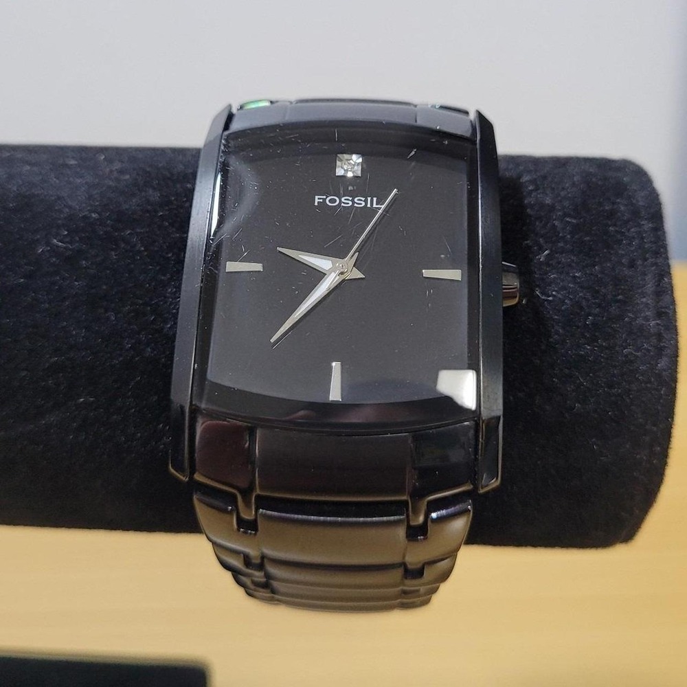 Fossil Arkitekt Tank Watch Men 34mm Black Dial Black Tone FS-4159 Needs Battery